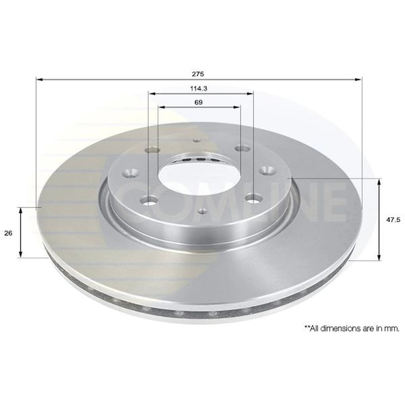 Comline 2 x Vented Front Brake Discs ADC1053V