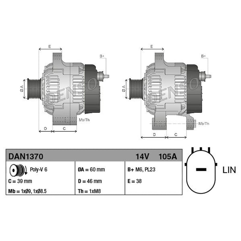 Denso Car Alternator 12V fits Honda Cr-V IV 2012-2018 2.0