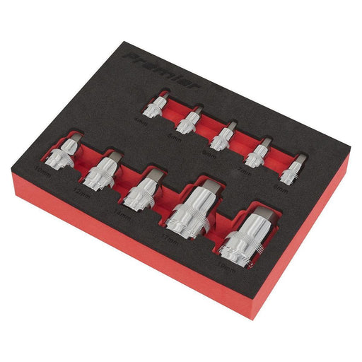 Sealey Hex Socket Bit Set 10pc Stubby 1/4" 3/8" & 1/2"Sq Drive AK6244 Sealey  - Town Parts