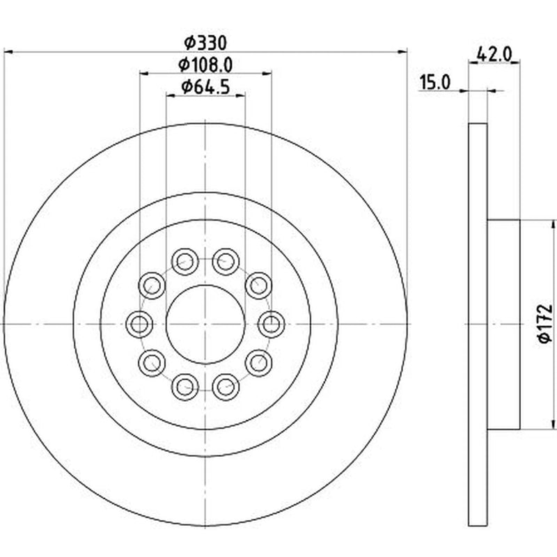 Mintex 2 x Solid Rear Brake Discs MDC2206-x2
