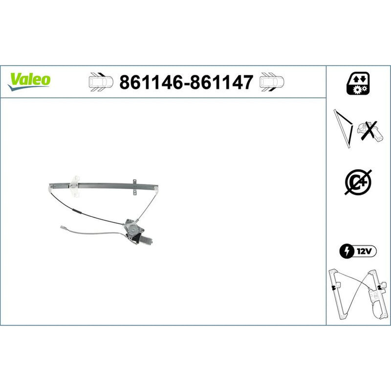 Valeo Electric Window Regulator Lifter Right Front 861147