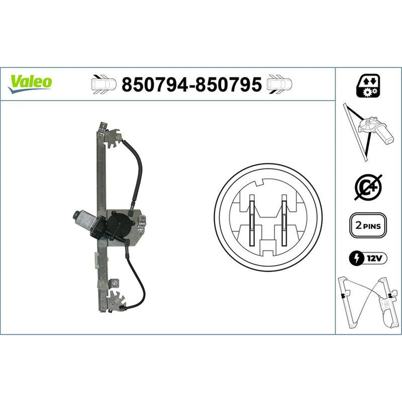 Valeo Electric Window Regulator Lifter Right Rear 850795