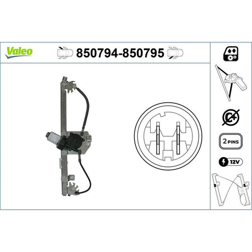 Valeo Electric Window Regulator Lifter Left Rear 850794