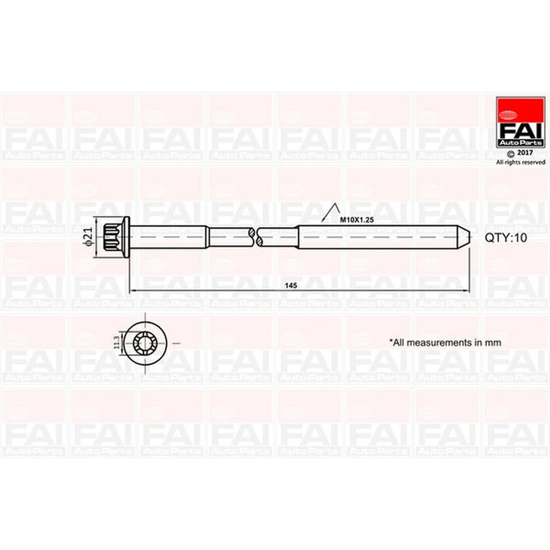 FAI Cylinder Head Bolt Set M10 x 1.25 B1140