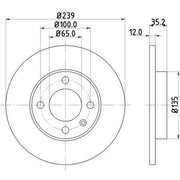 Mintex Mintex Front Brake Disc Kit solid MDK0075