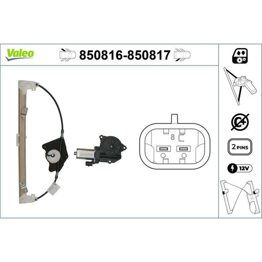 Valeo Electric Window Regulator Lifter Left Rear 850816