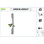 Valeo Electric Window Regulator Lifter Right Front 850637