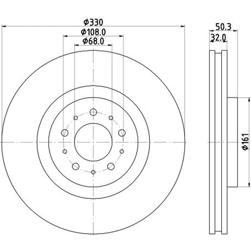 Mintex 2 x Vented Front Brake Discs MDC1938-x2