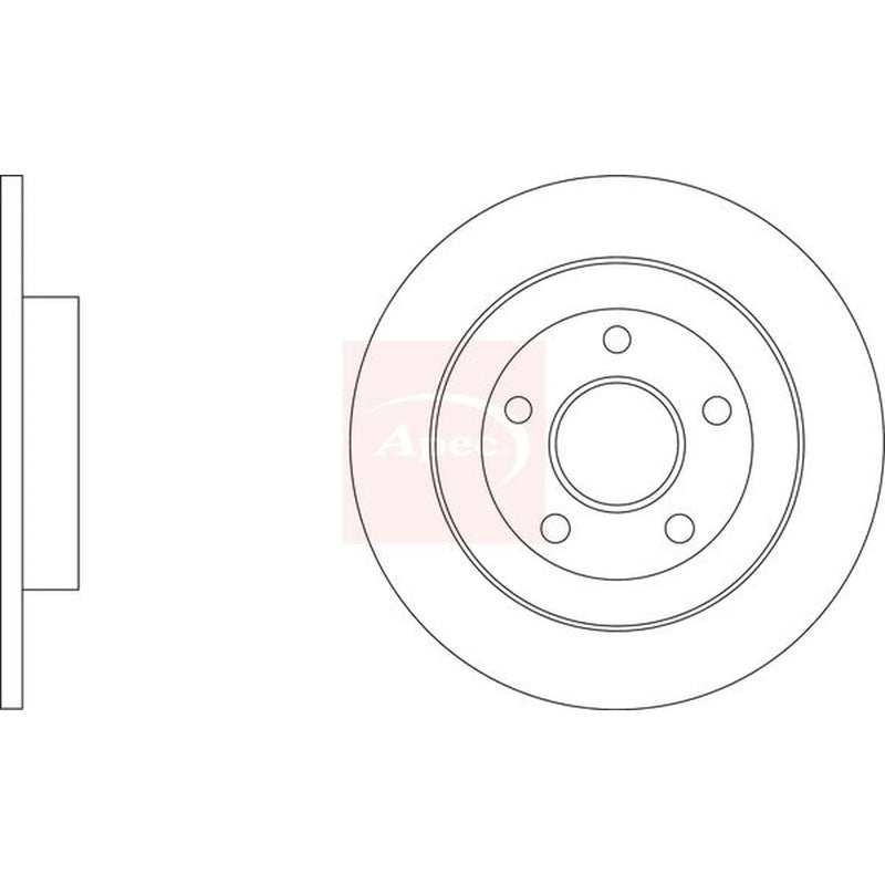 Apec 2 x Solid Rear Brake Discs DSK3491-x2