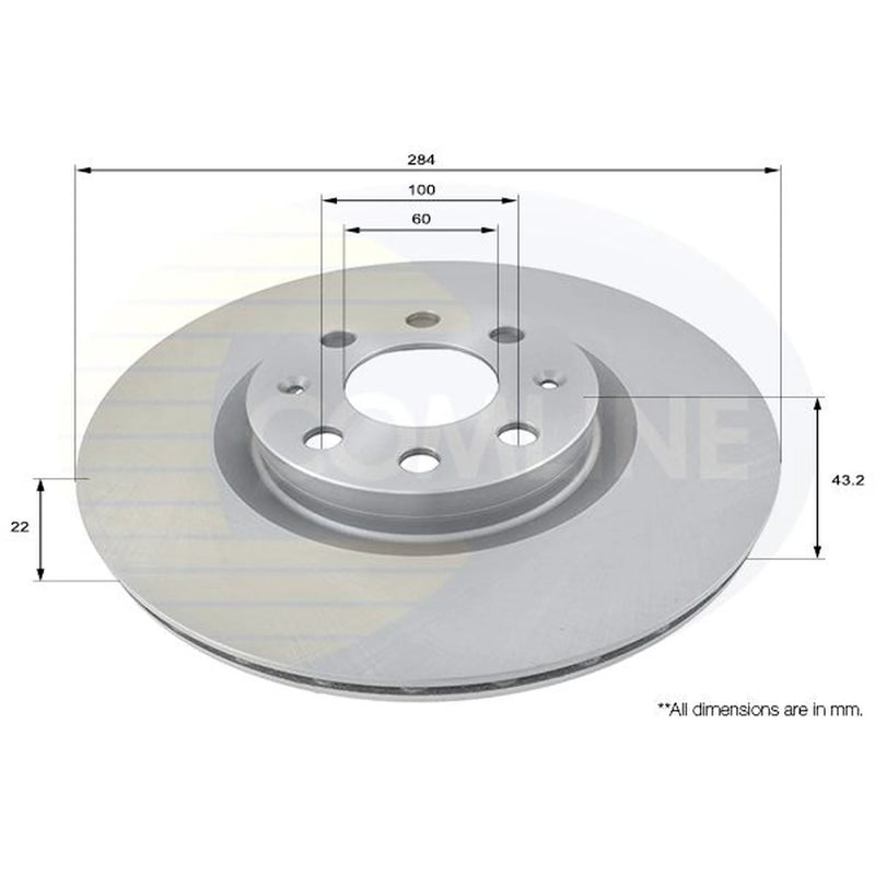 Comline 2 x Vented Front Brake Discs ADC1819V-x2