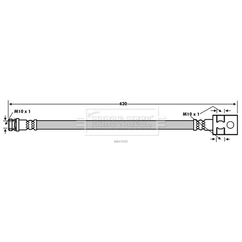 Borg & Beck Brake Hydraulic Hose Line Rear Right BBH7690