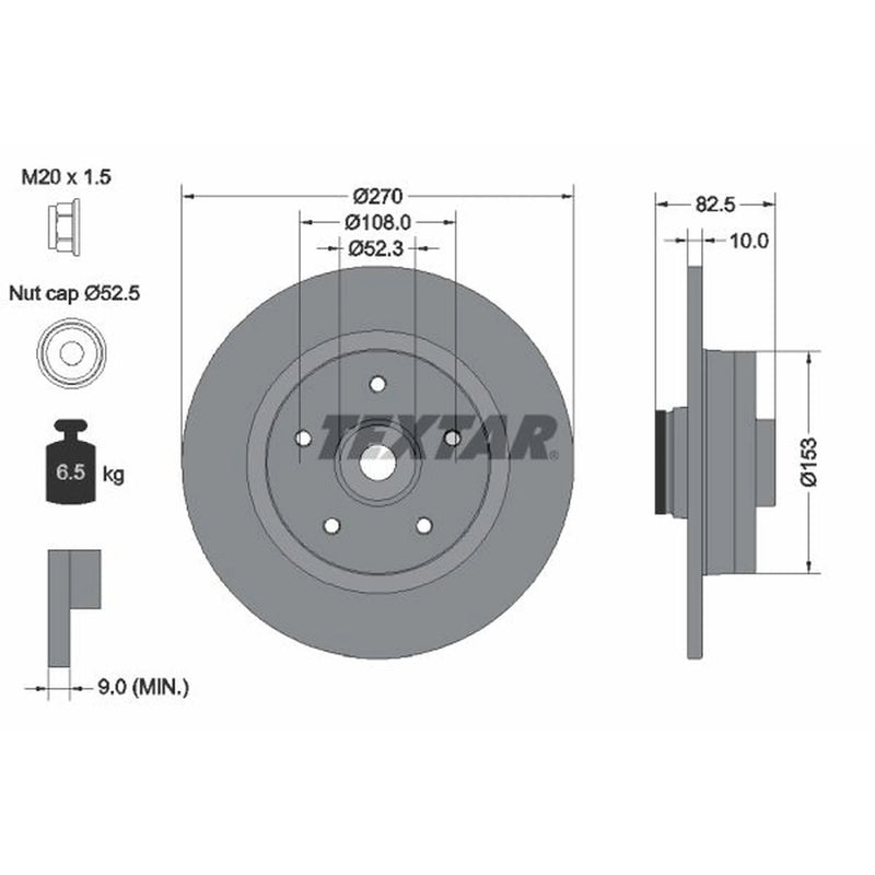 Textar 2 x Solid Rear Brake Discs 92237203-x2