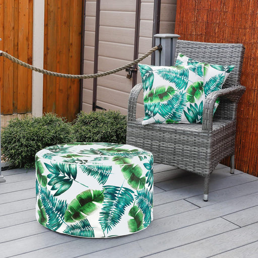 Garden Botanical Green Palm Print Inflatable Ottoman - Gardenwize - Van Life Living