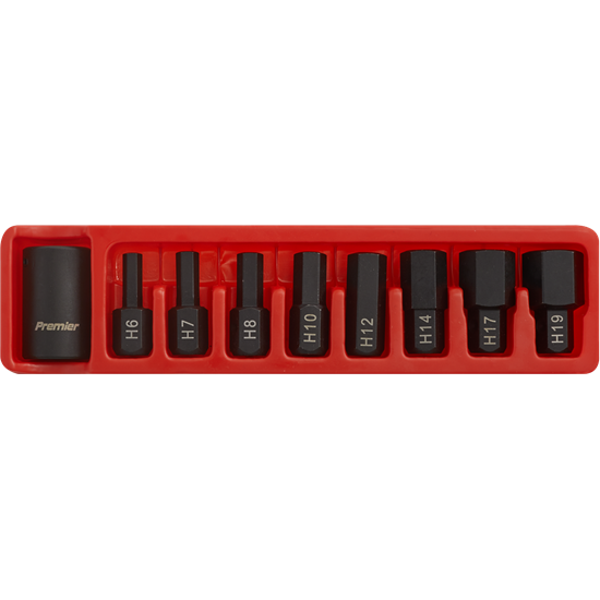 Sealey Impact Hex Bit & Holder Set 9pc 1/2"Sq Drive AK5609 Sealey  - Town Parts