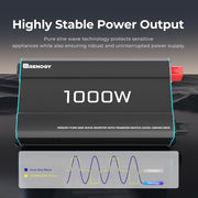 Renogy 1000W 12V to 230V/240V Pure Sine Wave Inverter with English Standard Socket - Dyna-mo Solar - Van Life Living