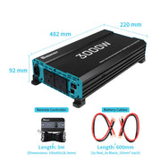 Renogy 3000W 12V to 230V/240V Pure Sine Wave Inverter With English Standard Socket - Dyna-mo Solar - Van Life Living