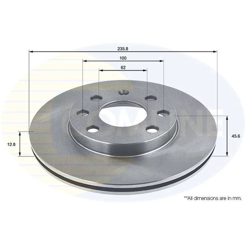 Comline 2 x Solid Front Brake Discs ADC1406-x2