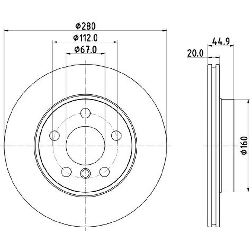 DON 2 x Vented Front Brake Discs PCD20172