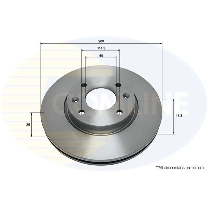 Comline 2 x Vented Front Brake Discs ADC1064V-x2