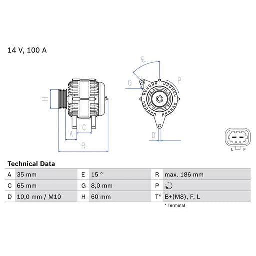 Bosch Car Alternator 12V 0986083610