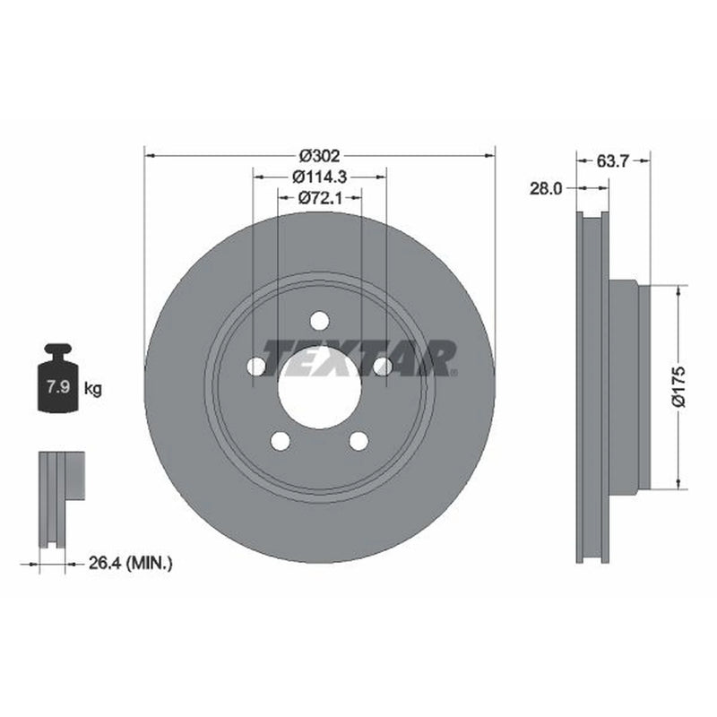 Textar 2 x Vented Front Brake Discs 92203303-x2
