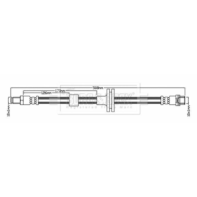 Borg & Beck Brake Hydraulic Hose Line Front Right BBH7086