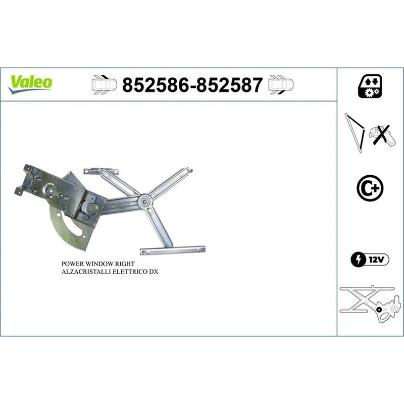 Valeo Electric Window Regulator Lifter Right Front 852587