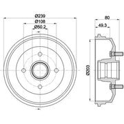 Mintex Brake Drum Assembly Rear MBD052
