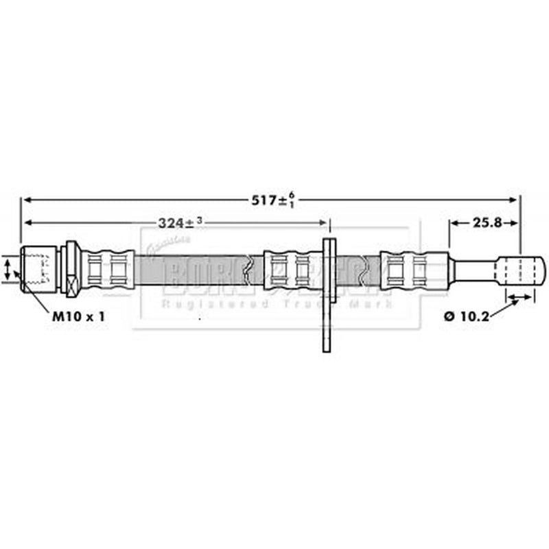 Borg & Beck Brake Hydraulic Hose Line Front Right BBH7203