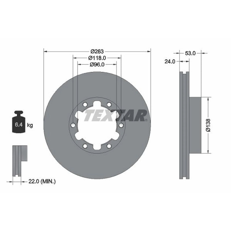 Textar 2 x Front Brake Discs 93191900-x2