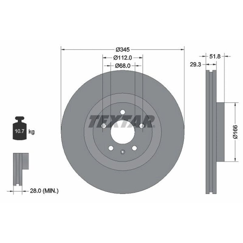 Textar 2 x Vented Front Brake Discs 92160205-x2