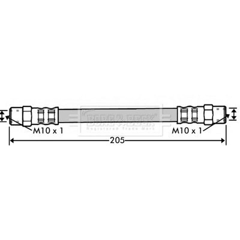 Borg & Beck Brake Hydraulic Hose Line Rear Right BBH7340