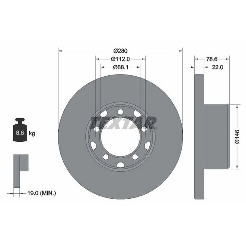 Textar 2 x Solid Front Brake Discs 93054600-x2