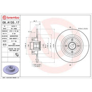 Brembo 2 x Solid Rear Brake Discs 08.A135.17-x2