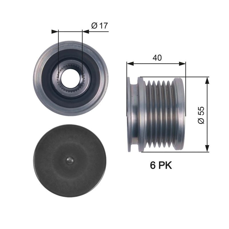Gates Alternator Overrunning Freewheel Clutch OAP7114