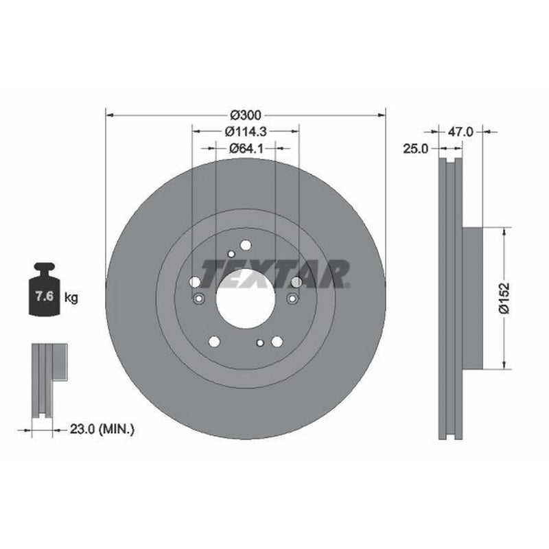 Textar 2 x Vented Front Brake Discs 92177903