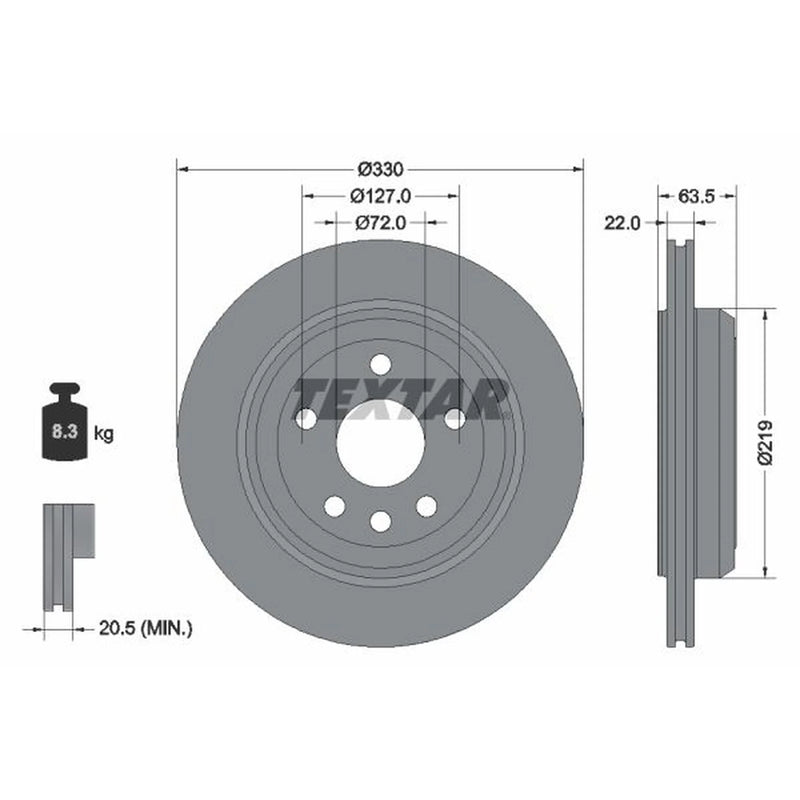 Textar 2 x Externally Vented Rear Brake Discs 92273403-x2
