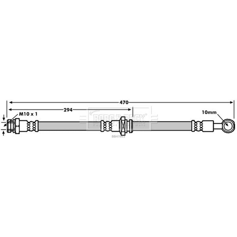 Borg & Beck Brake Hydraulic Hose Line Front Right BBH7863