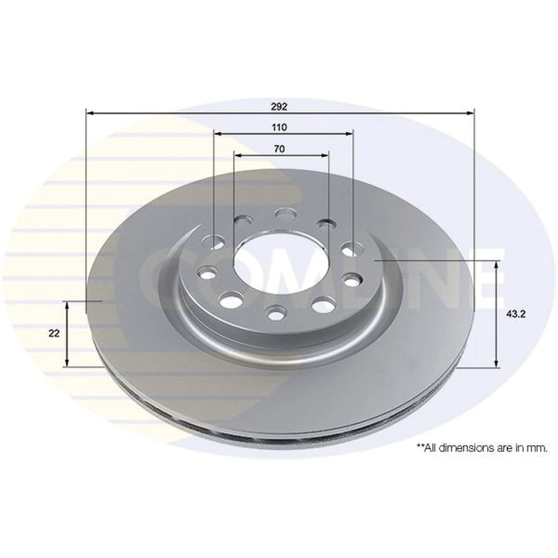 Comline 2 x Vented Rear Brake Discs ADC2883V-x2
