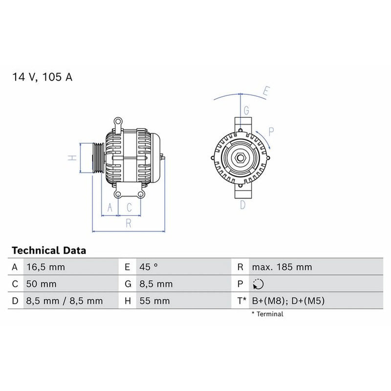 Bosch Car Alternator 12V 0 986 086 480