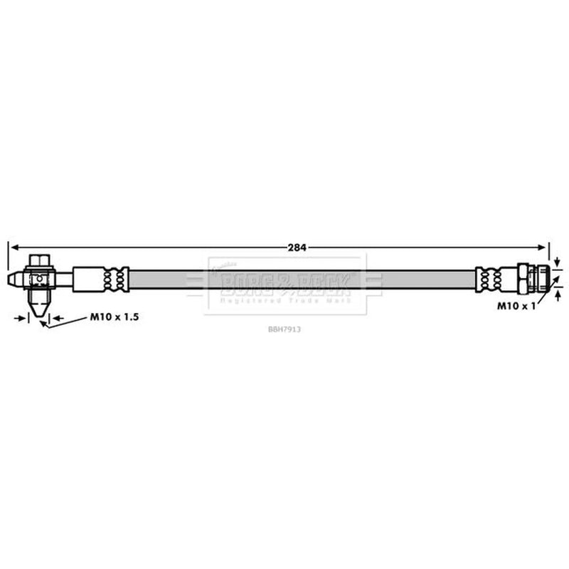 Borg & Beck Brake Hydraulic Hose Line Rear Right BBH7913