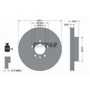 Textar 2 x Vented Front Brake Discs 92134505-x2