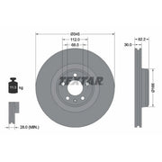 Textar 2 x Vented Front Brake Discs 92294305