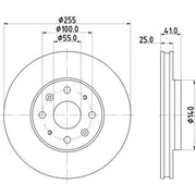 Mintex 2 x Vented Front Brake Discs MDC3224C-x2