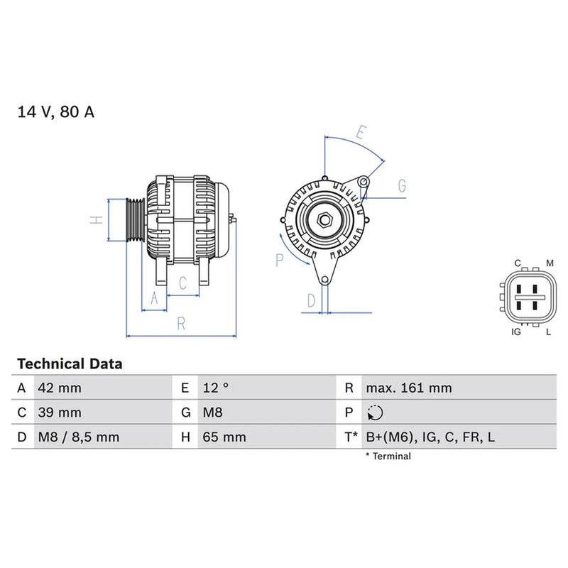 Bosch Car Alternator 12V 0 986 080 570