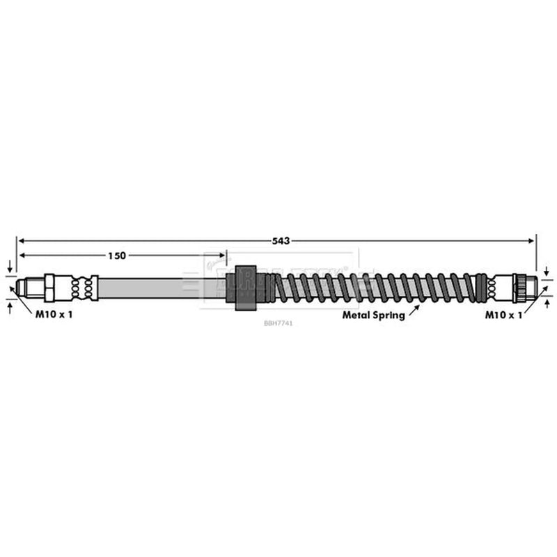 Borg & Beck Brake Hydraulic Hose Line Front Right BBH7741