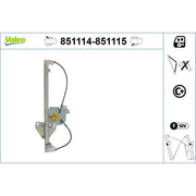 Valeo Electric Window Regulator Lifter Left Rear 851114