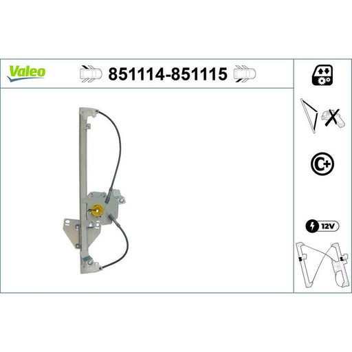 Valeo Electric Window Regulator Lifter Left Rear 851114