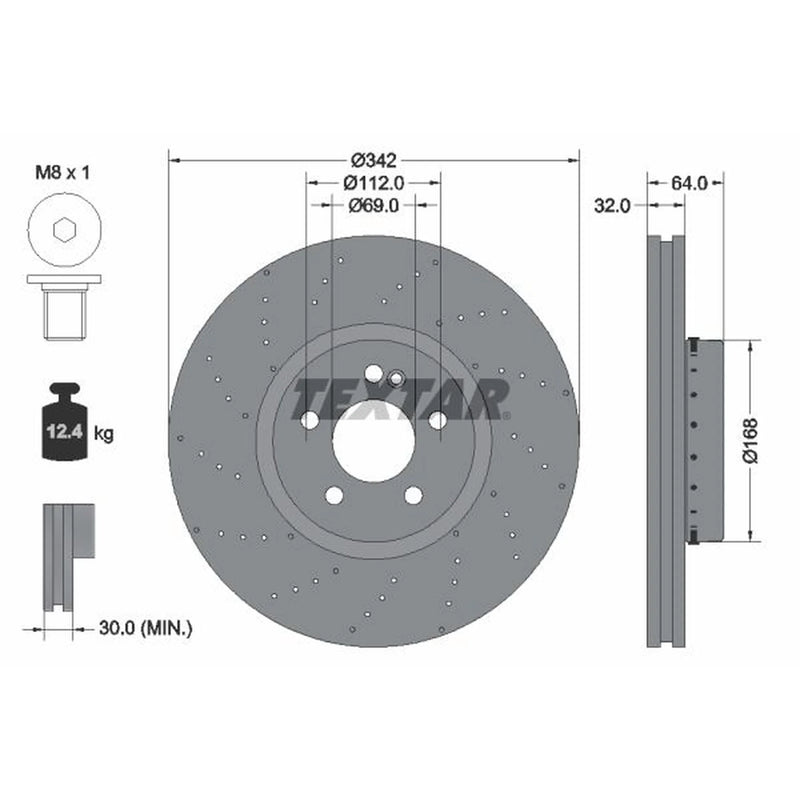 Textar 2 x Two-Piece Front Brake Disc Brake Discs 92359225-x2