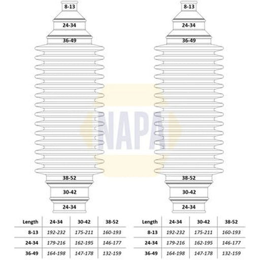 NAPA Steering Bellow Kit Front NCB3002